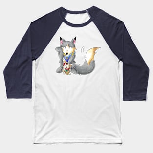 Maneki Wolf Baseball T-Shirt